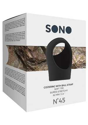 Sono - No.45 - Cock Ring with Ball Strap - Black - Afbeelding 3