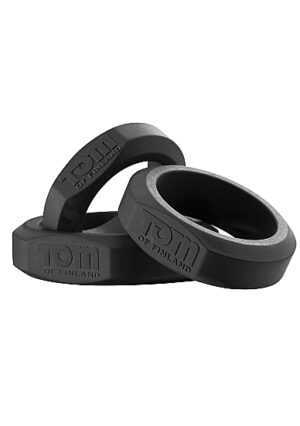 Tom Of Finland - 3 Piece Silicone Cock Ring Set - Black