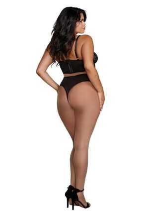 Stretch Mesh Stretch Galloon Lace Bustier - Black - 1XL - Afbeelding 8