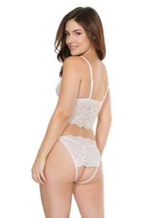 Bralette And Crotchless Panty - White - OSX - XL - Afbeelding 4