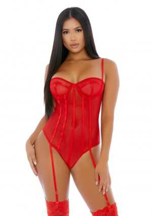 Sheer Up Mesh Teddy - Red - L