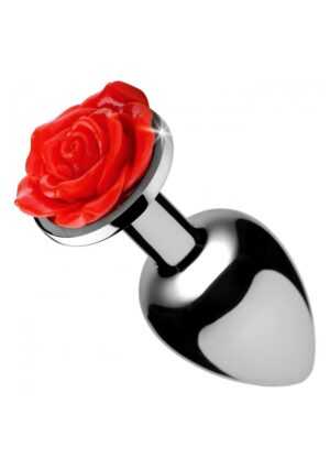 Red Rose Anal Plug - Small - Red