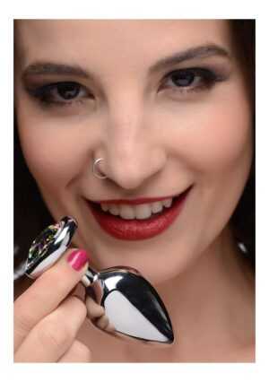 Rainbow Prism Heart Anal Plug - Medium - Silver - Afbeelding 3