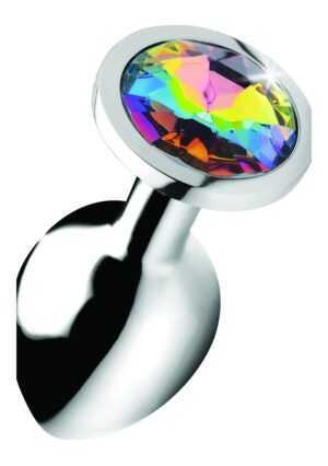 Rainbow Prism Gem Anal Plug - Medium - Silver