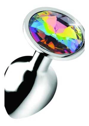 Rainbow Prism Gem Anal Plug - Small - Silver