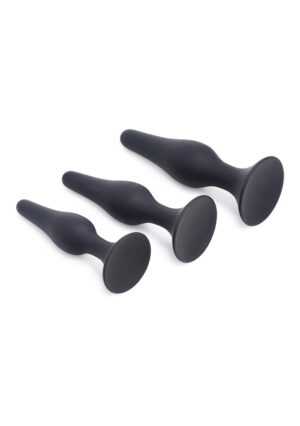 Triple Spire Tapered Silicone Anal Trainer Set of 3 - Black