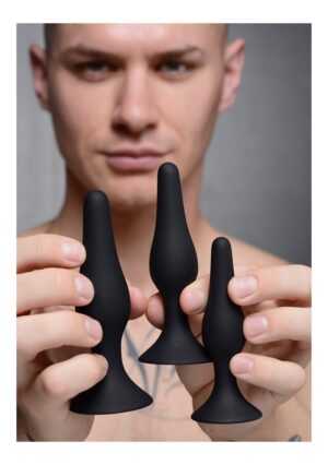 Triple Spire Tapered Silicone Anal Trainer Set of 3 - Black - Afbeelding 3