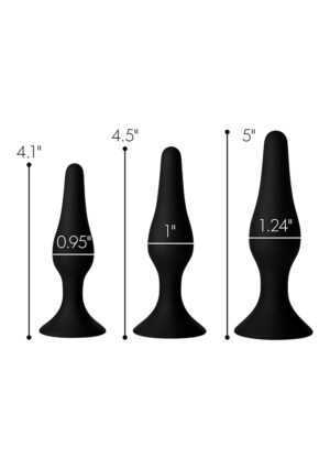 Triple Spire Tapered Silicone Anal Trainer Set of 3 - Black - Afbeelding 4