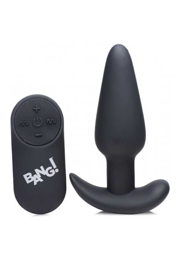 ag563 black 1.jpg 21X Vibrating Silicone Butt Plug with Remote Control - Black