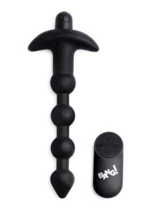 Vibrating Silicone Anal Beads & Remote Control - Black