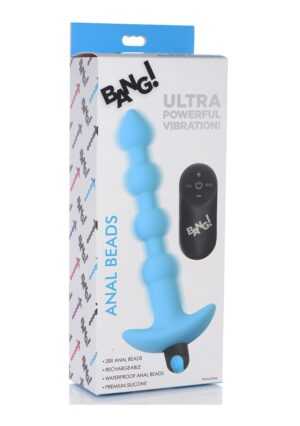 Vibrating Silicone Anal Beads & Remote Control - Blue