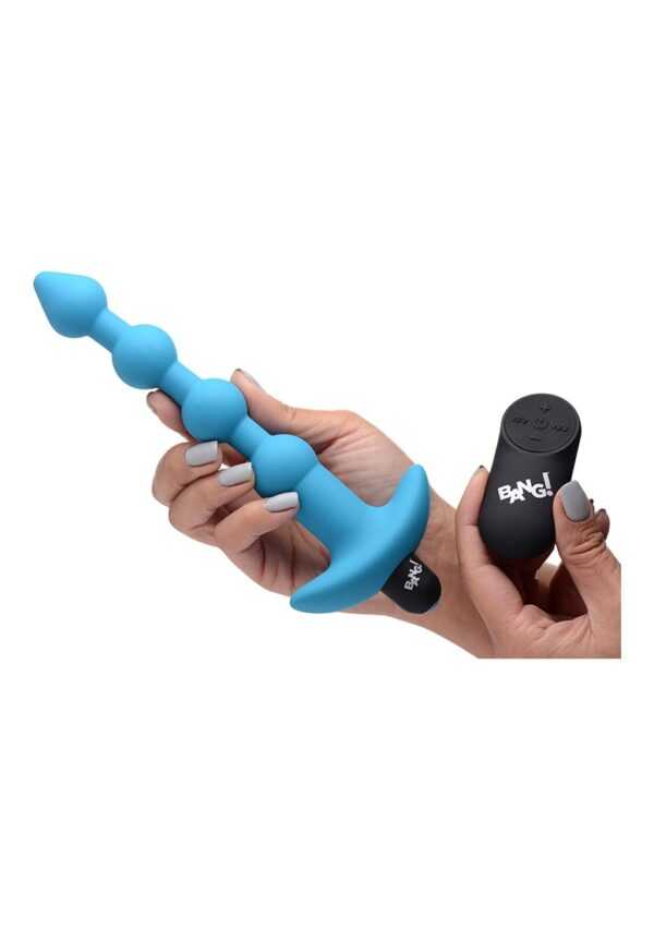 Vibrating Silicone Anal Beads & Remote Control - Blue