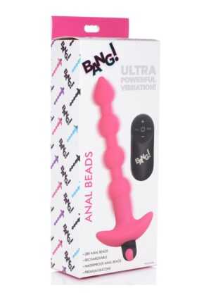 Vibrating Silicone Anal Beads & Remote Control - Pink