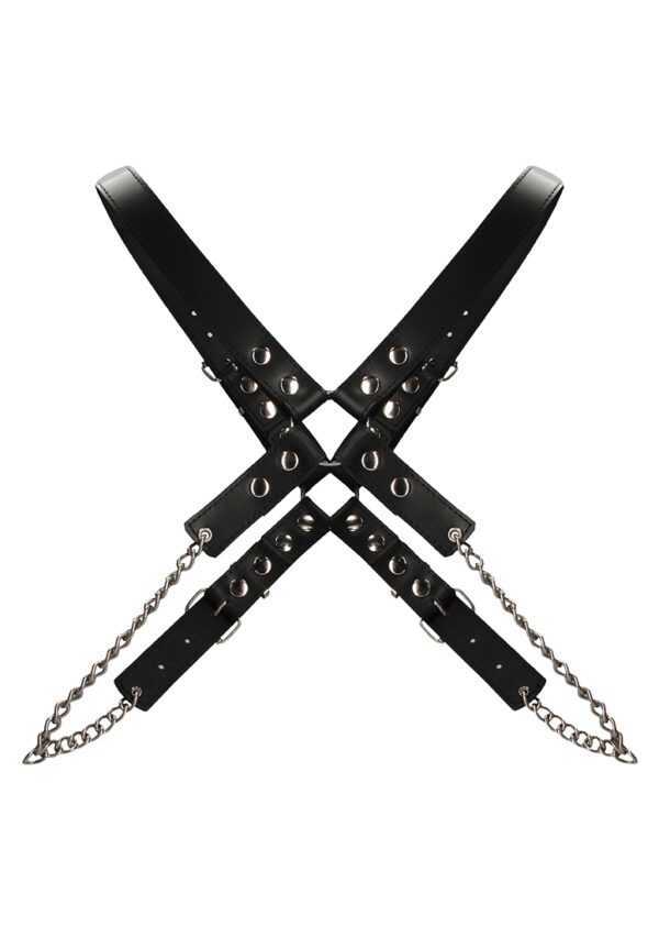 Men's Chain Harness - Premium Leather - Black - One Size