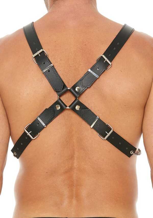 Men's Chain Harness - Premium Leather - Black - One Size