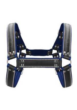Z Series Chest Bulldog Harness - Leather - Black/Blue - S/M