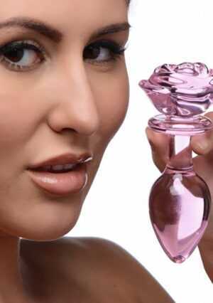 Glass Large Anal Plug - Pink Rose - Afbeelding 3