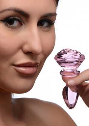 Glass Small Anal Plug - Pink Rose - Afbeelding 4