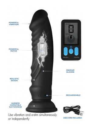 5X Vibrating & E-Stim Silicone Dildo + Remote - Afbeelding 3