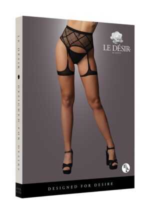 Striped - fishnet garterbelt - Black - O/S - Afbeelding 4
