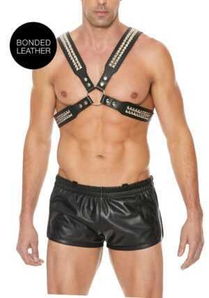 Men's Pyramid Stud Body Harness - One Size - Black