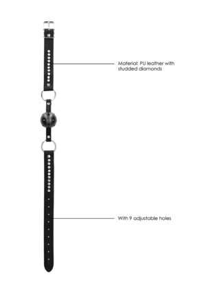 Breathable Ball Gag - with Diamond Studded Straps - Black - Afbeelding 5