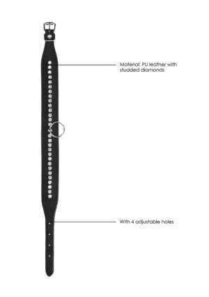 Diamond Studded Collar With Leash - Black - Afbeelding 5