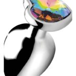 rainbow prism heart anal plug large silver