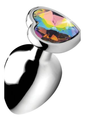 Rainbow Prism Heart Anal Plug - Large - Silver