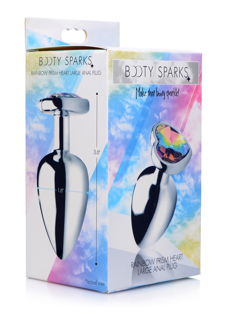 Rainbow Prism Heart Anal Plug - Large - Silver