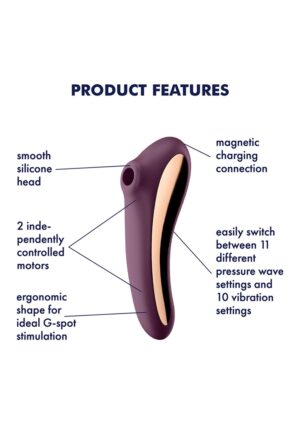 Dual Kiss Air Pulse Vibrator - Wine Red - Afbeelding 4