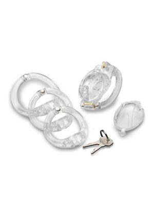 Double Lockdown Locking Customizable Chastity Cage - Clear - Afbeelding 3