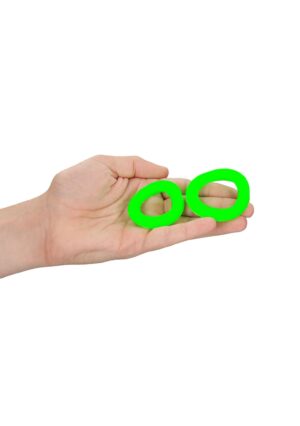2 pcs Cock Ring Set - Glow in the Dark - Neon Green - Afbeelding 5