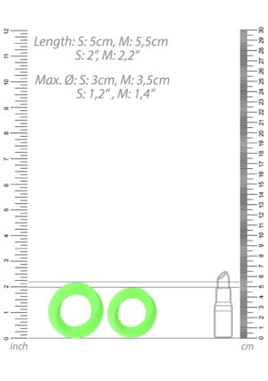 2 pcs Cock Ring Set - Glow in the Dark - Neon Green - Afbeelding 6