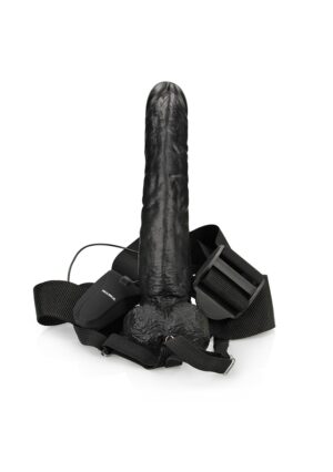 Vibrating Hollow Strap-on with Balls - 9'' / 23 cm - Black - Afbeelding 8