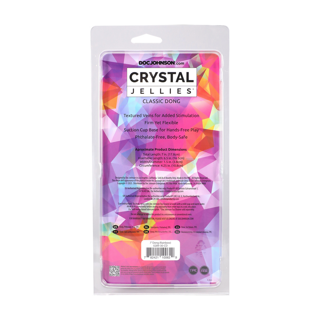 Crystal Jellies - Classic Dong - 7 / 17,8 cm - Regenboog