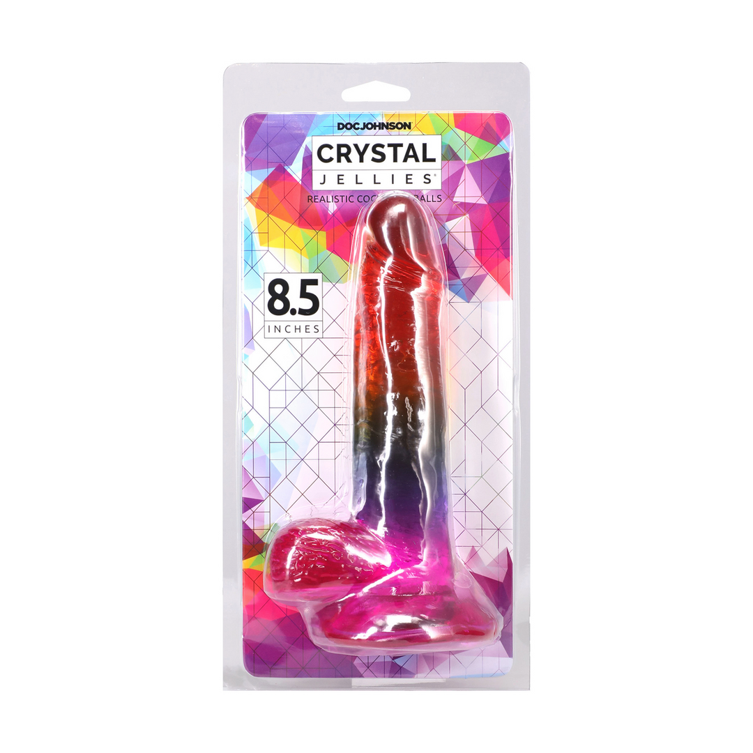 Crystal Jellies - Realistische Cock met Ballen - 8,5 / 21,6 cm - Regenboog