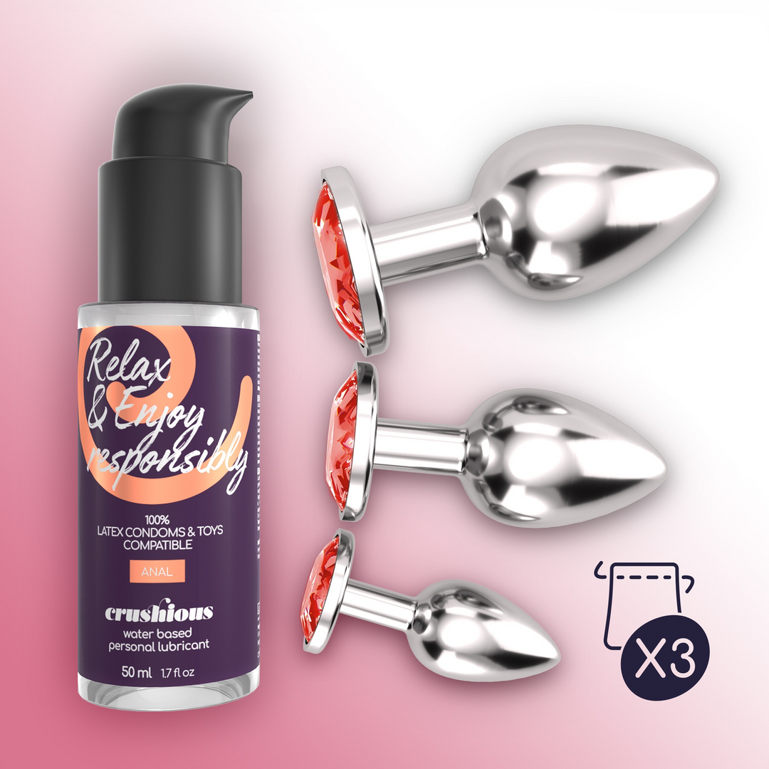 Bijou - Anal Wet Train Trio - 3 Jewel Plugs - Rood