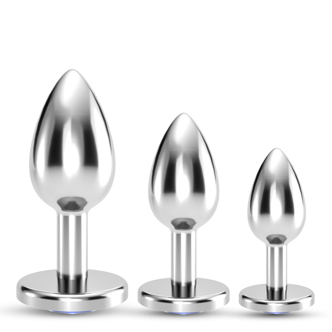 Bijou - Anal Wet Train Trio - 3 Jewel Plugs - Blauw