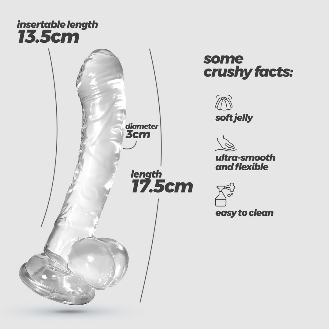 Hudini - Jelly Flexibele Anale Dildo - 6,9/ 17,5 cm - Doorzichtig