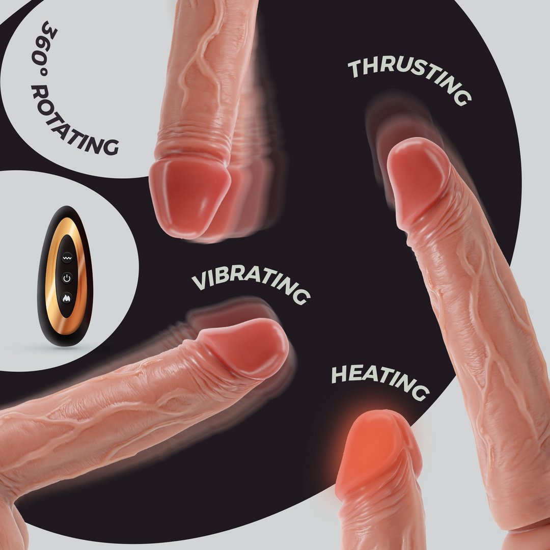 Inviktus Vibe - Vloeibare Siliconen Duwende Draaivibrator met Verwarming - 9 / 23 cm - Vleeskleur